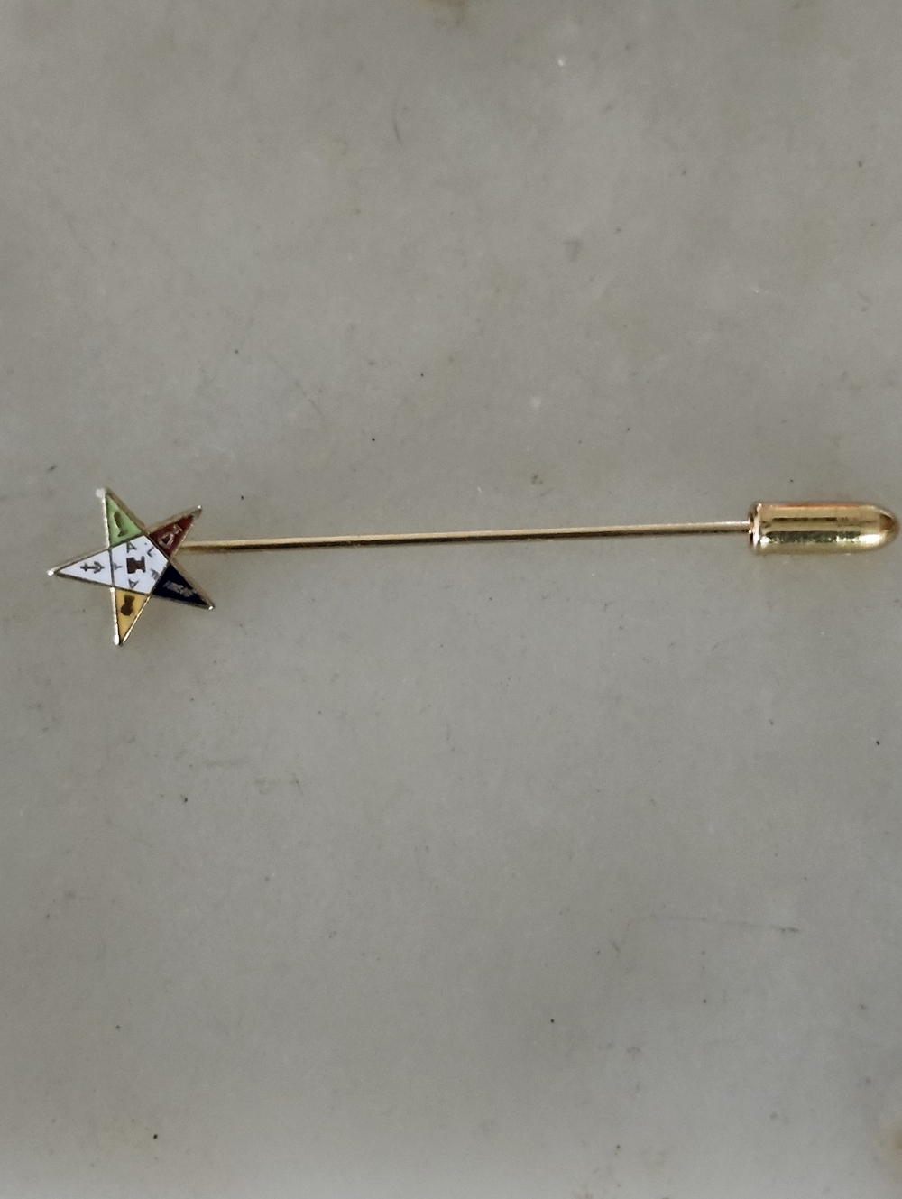 Vtg Order Of The Eastern Star Enamel Gold Tone Stick Pin